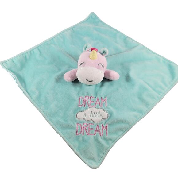 Baby Starters Unicorn Lovey Security Blanket Rattle Pink Teal Little Dream Plush - Picture 1 of 10